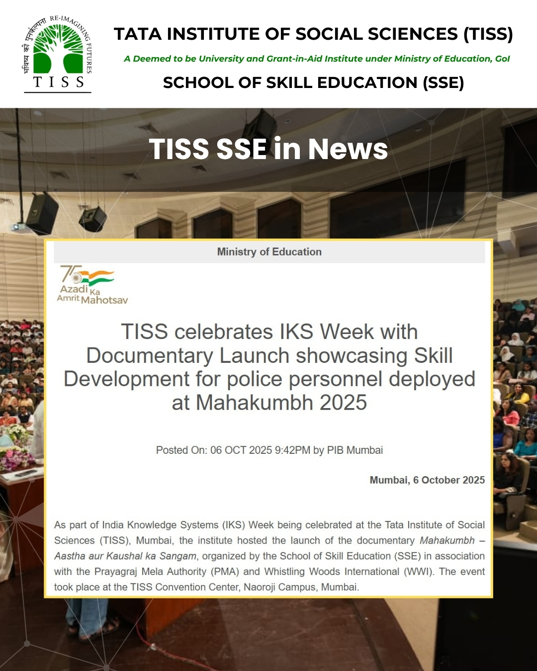 India Knowledge Systems (IKS) Week at the Tata Institute of Social Sciences (TISS)